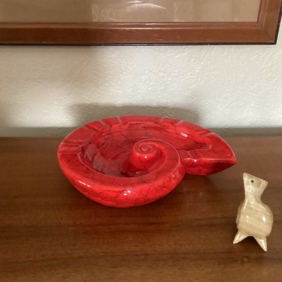 Hollywood Ceramics California Potteries Red Nautilus Seashell Ashtray MCM VTG - Picture 2 of 16